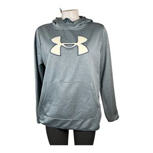 Under Armour Sweatshirt Hooded Pullover Womens LG Loose Gray Jersey Fleece